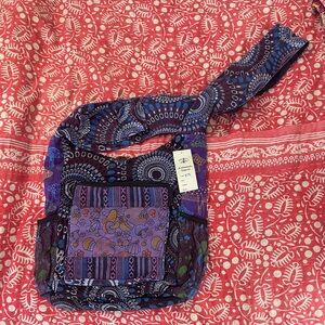Handmade Purple Patterned 🍄‍🟫 Mushroom Crossbody Bag